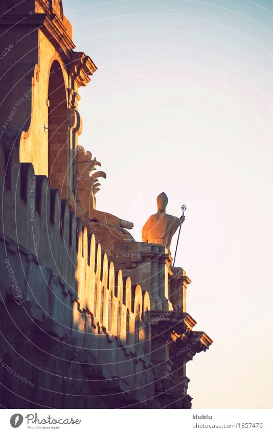 Detail view of Syracuse, Sicily, Italy Style Tourism Island Culture Sky Town Building Architecture Facade Monument Street Old siracusa Italian sculpture