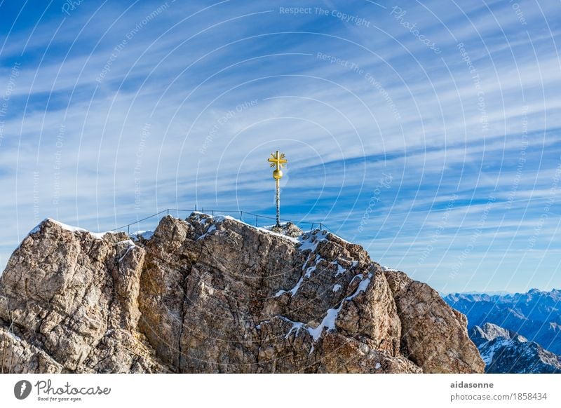 Zugspitze Landscape Rock Alps Mountain Peak Snowcapped peak Breathe Relaxation Looking Hiking Colour photo Deserted Day Panorama (View)