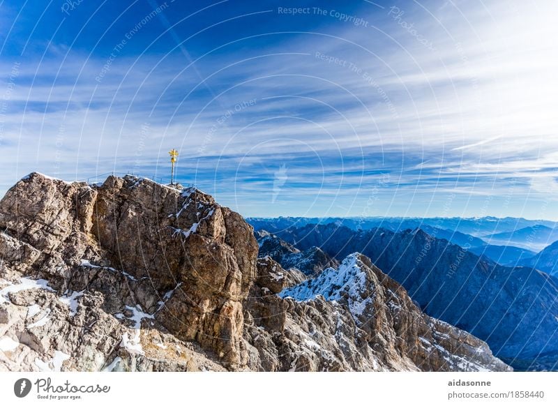 Zugspitze Landscape Beautiful weather Rock Alps Mountain Peak Happiness Contentment Joie de vivre (Vitality) Enthusiasm Honor Power Colour photo Exterior shot