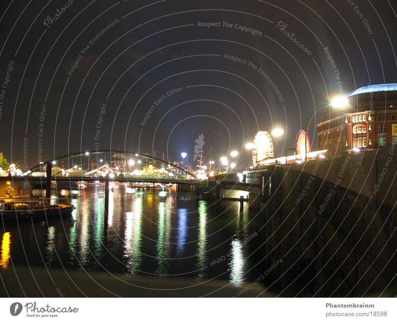 Port of Hamburg Long exposure Night Watercraft Club Harbour Bridge