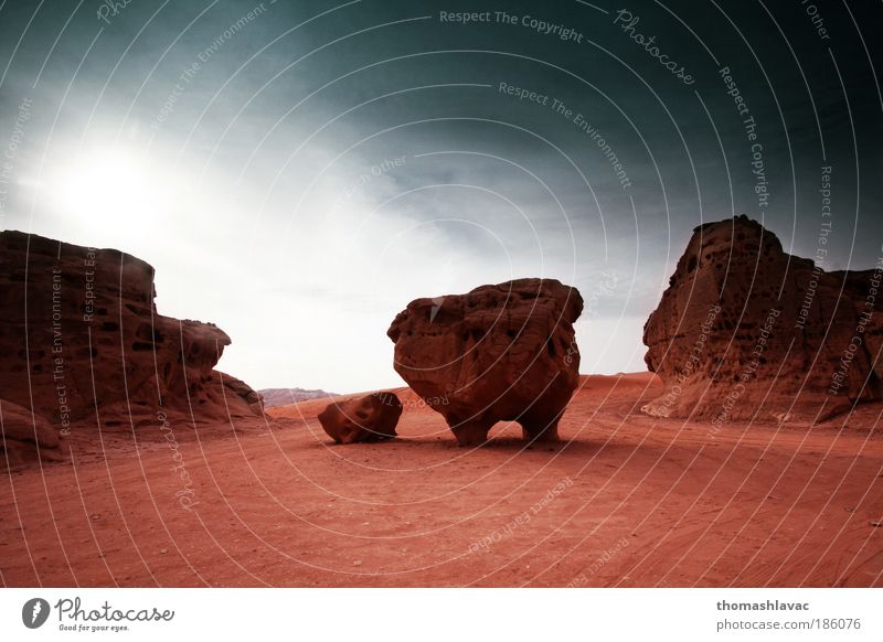 Wadi Rum desert Environment Nature Landscape Sand Sky Clouds Hill Rock Desert Vacation & Travel Red Colour photo Exterior shot Deserted Day Deep depth of field