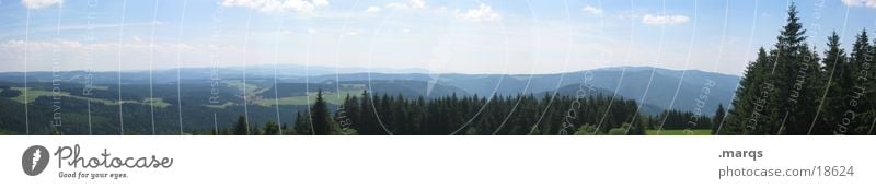 Black Forest Wide Angle Meadow Panorama (View) Valley Vantage point Summer Hill Horizon Mountain Germany Pasture Sky marqs Large Panorama (Format)