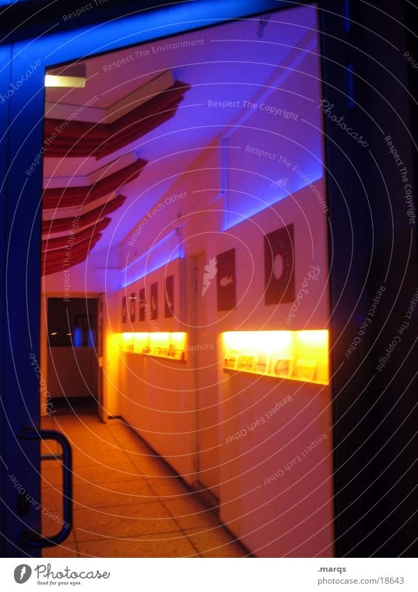 entrance Yellow Red Light Photographic technology Colour Door Blue Corridor