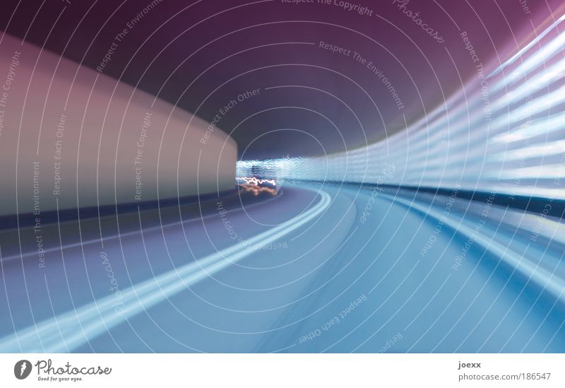 streaks of light Tunnel Transport Traffic infrastructure Street Speed Blue Violet Pink Stress Median strip Tunnel vision Stripe Driving Swing Spirited Dynamics