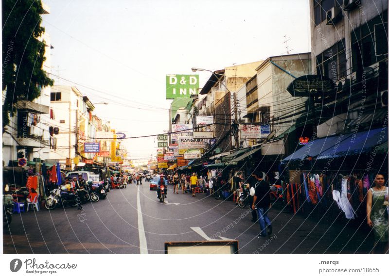 Kao San Road Bangkok Thailand Signs and labeling House (Residential Structure) Pedestrian precinct Tourist Multicoloured Dress Asia Vacation & Travel Success