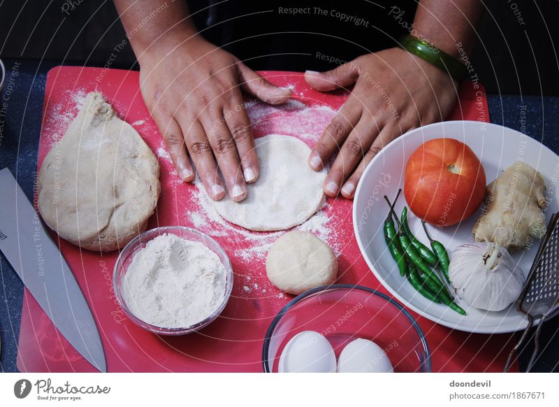 baking and preparing dinner Dinner Knives Cook Hand Fingers Cooking Baking Preparation Food Vegetarian diet Vegetable dish Colour photo Interior shot