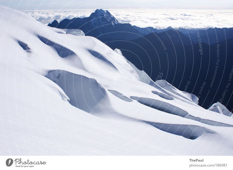 ice desert Nature Landscape Beautiful weather Mountain Andes Fresh Blue White bolivia Huayna potosi climbing Snow Snowscape Colour photo Subdued colour