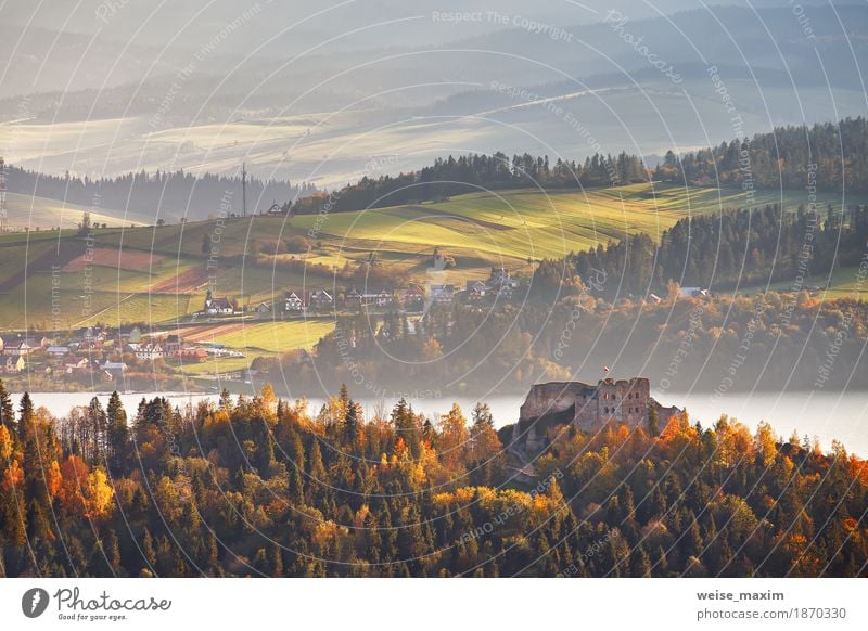 Poland autumn hills. Sunny October day in Malopolska Vacation & Travel Tourism Adventure Far-off places Summer Mountain House (Residential Structure)