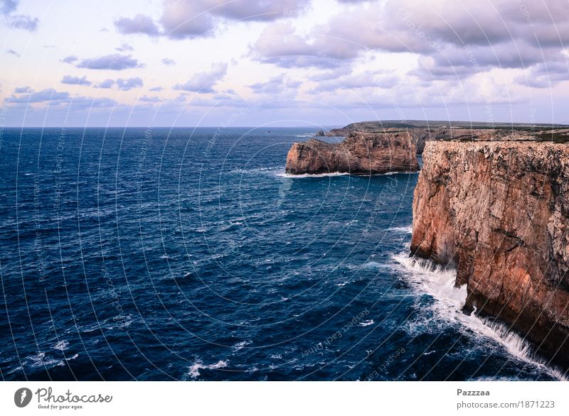 cliff coast Nature Wind Gale Rock Waves Coast Bay Ocean Swimming & Bathing Wild Atlantic Ocean Algarve Portugal Cliff Surf Colour photo Exterior shot Deserted