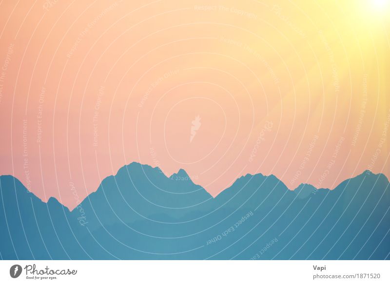 Beautiful orange sunset over mountains Vacation & Travel Summer Sun Mountain Environment Nature Landscape Sky Cloudless sky Clouds Sunrise Sunset Sunlight