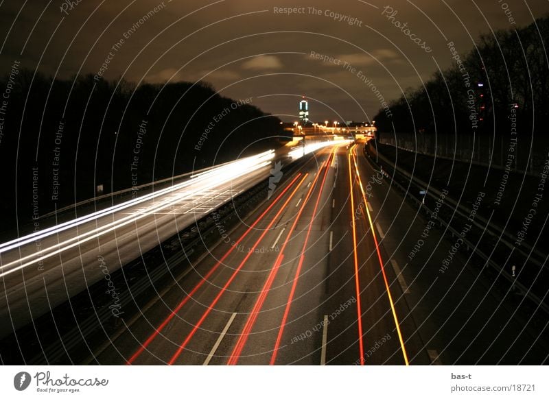 On the A57 at night Cologne Highway Night Long exposure Traffic jam Transport Bridge motorway bridge Street