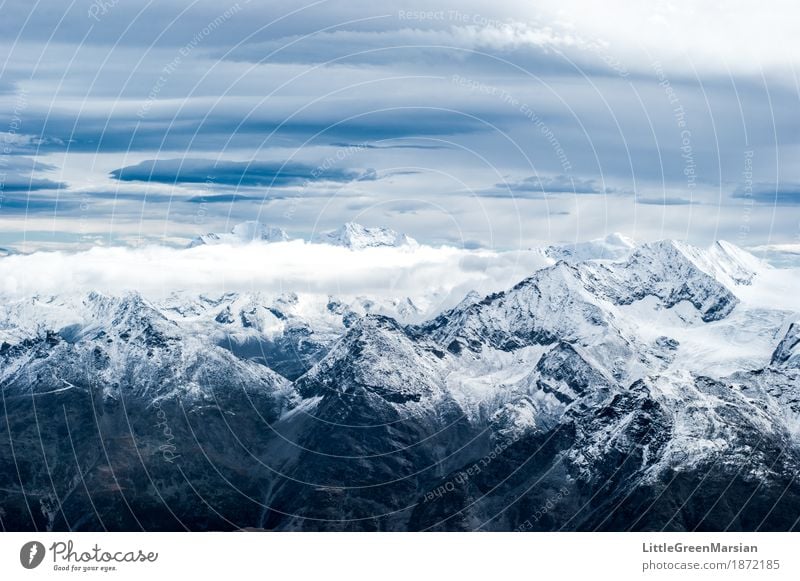 Misty Mountains [2] Climbing Mountaineering Hiking Nature Landscape Elements Sky Clouds Winter Ice Frost Snow Rock Alps Peak Snowcapped peak Cold Gray Black