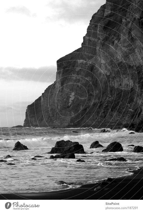 silent Landscape Sand Water Clouds Sunrise Sunset Rock Mountain Coast Beach Bay Ocean Island Stone Black White Calm Gomera Valley Black & white photo