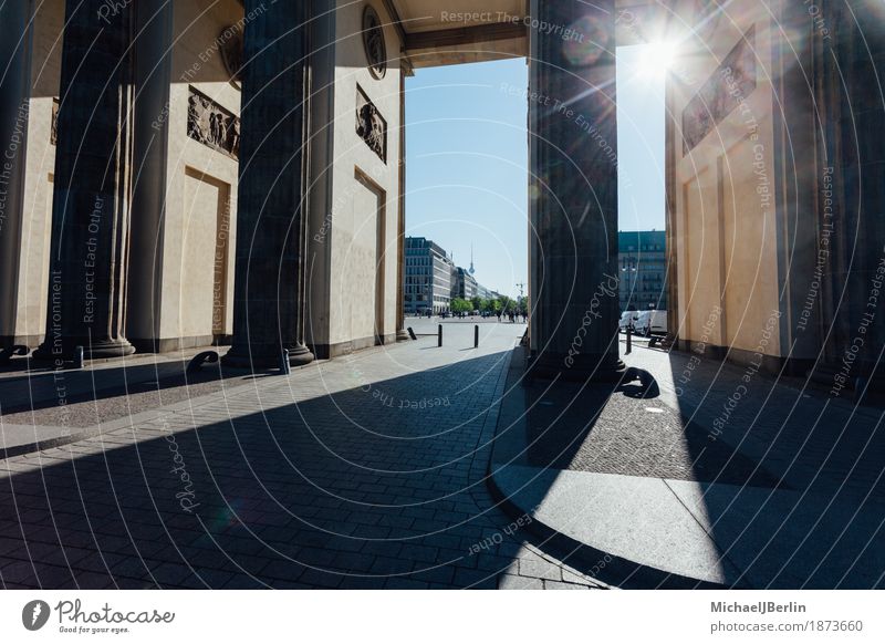 Brandenburg Gate in Berlin in the Backlight of the Morning Sun Germany Capital city Manmade structures Tourist Attraction Landmark Tourism Colour photo