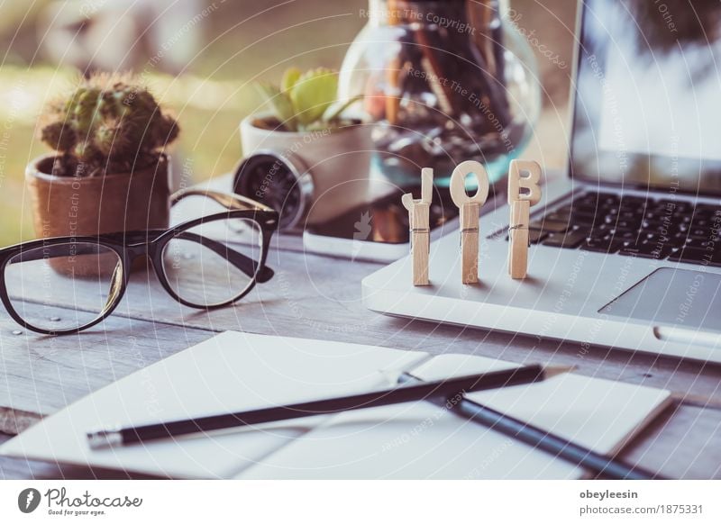 Office desk table with computer, supplies, success vintage Lifestyle Style Design Exotic Joy Happy Save Art Artist Adventure Colour photo Multicoloured