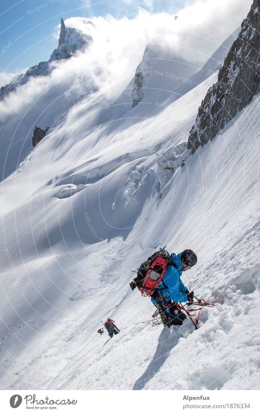 north wall Climbing Mountaineering Nature Landscape Beautiful weather Ice Frost Snow Rock Alps Peak Glacier Hiking Cold White Success Power Willpower Brave