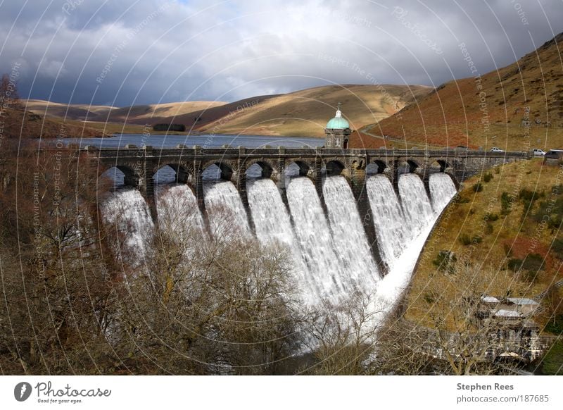 Craig Goch reservoir Elan Valley, Wales. Landscape Water Hill Vacation & Travel Reservoir dam lake Waterfall Architecture Colour photo Exterior shot Deserted