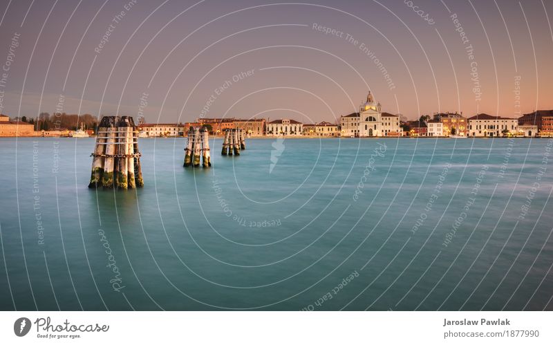 View of the island Guidecco at sunset. Venezia, Italy. Vacation & Travel Tourism Summer Ocean Island House (Residential Structure) Sky Clouds Church Building