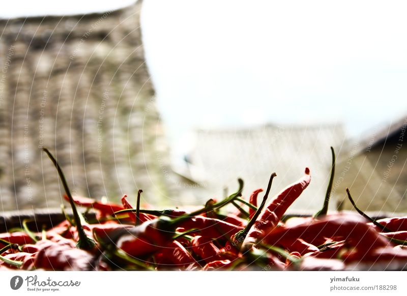 Chilies in a small town Food Herbs and spices Asian Food Exotic Trip Village Small Town Delicious Dry Red China Basha Spicy Colour photo Exterior shot