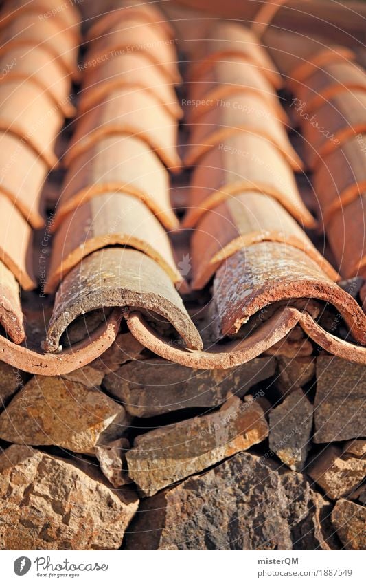 Roof tile II Art Esthetic Eaves Gable Roofing tile Roofer Attic story Orange Mediterranean Historic Craft (trade) Construction site Brick Tiled roof