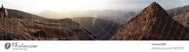 Mountain panorama I Art Work of art Esthetic Panorama (Format) Fuerteventura Tall Peak Far-off places Meditation Island Nature Sunset Hiking Vantage point