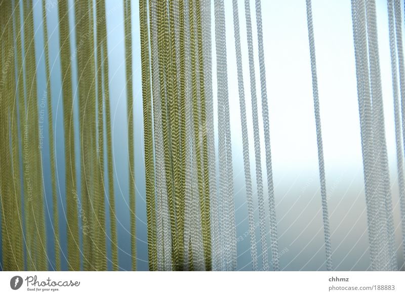 cords Drape Curtain Hang Thin Screening Vertical Line Green Thread Parallel Subdued colour Interior shot Shallow depth of field String Day