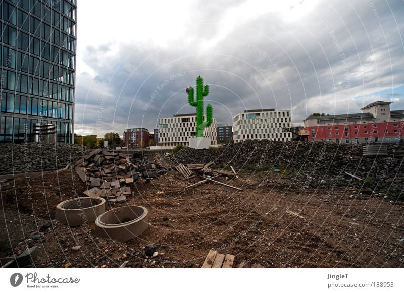 Art in Construction [Koeln 2.0] Building lot Construction site Rheinau docks Cologne shaft rings construction field Real estate Territory Clouds cloudy sky