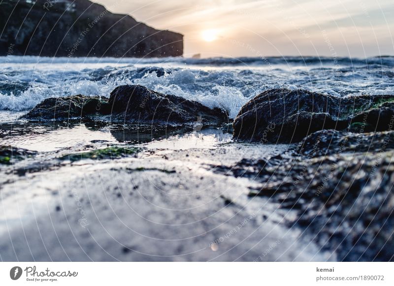 Little waves Life Senses Vacation & Travel Trip Adventure Far-off places Freedom Summer Summer vacation Beach Ocean Waves Nature Landscape Sky Rock Coast Bay