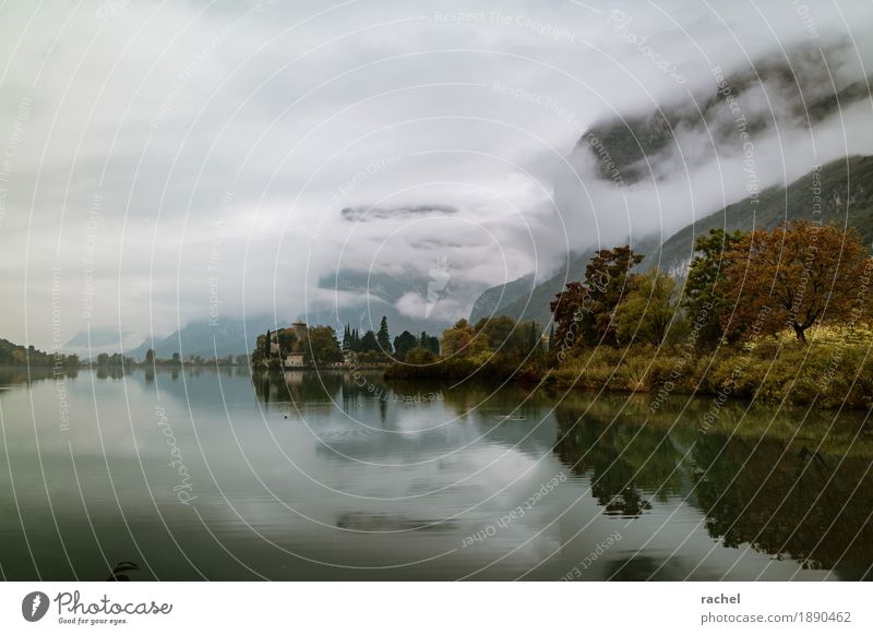 At a lake in October Hiking Nature Water Clouds Autumn Tree Mountain Coast Lakeside Castle Building Cold Wet Calm Sadness Loneliness Transience Far-off places