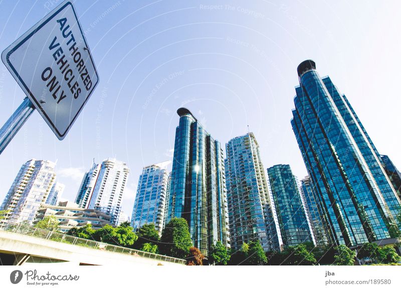 Vancouver Sky Canada North America Town Downtown Skyline High-rise Facade Glass Metal Modern New Blue Colour photo Exterior shot Deserted Day High-rise facade