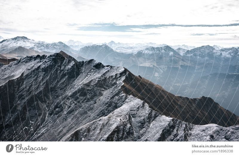 A fine line.... Trip Adventure Far-off places Freedom Snow Mountain Environment Nature Landscape Elements Clouds Horizon Autumn Climate Weather Drought Hill