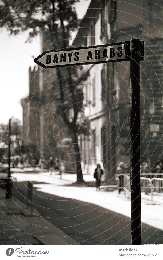 Palma signpost Majorca Palma de Majorca Europe Signs and labeling Black & white photo