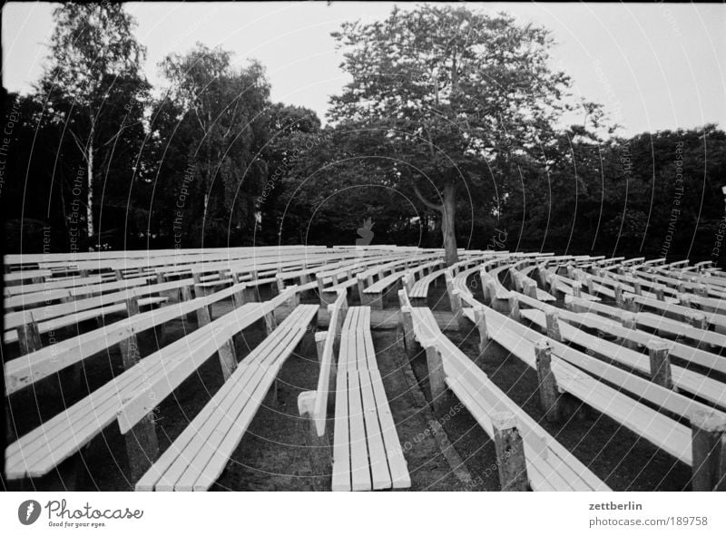 open-air stage Bench bank series Seating Row of seats Free Empty Expressionless Deserted Theatre Stage Open-air theater Concert Event Culture Entertainment