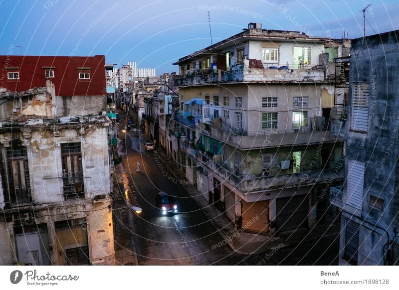 Crossroads and old houses in Centro Havana, Cuba South America Capital city Downtown Old town Skyline Overpopulated Poverty Trashy Town City residential shabby