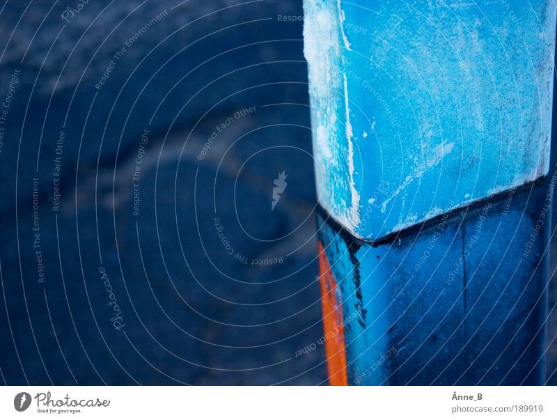 Blue hour Orientation marks Road sign Reflector post Plastic Signs and labeling Multicoloured Water reflection Detail Colour photo Exterior shot Copy Space left