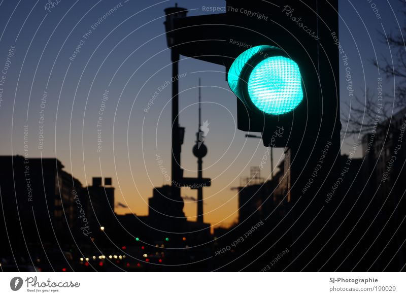 Green Wave for Berlin Germany Europe Downtown Tower Tourist Attraction Landmark Berlin TV Tower Transport Means of transport Road traffic Motoring Street