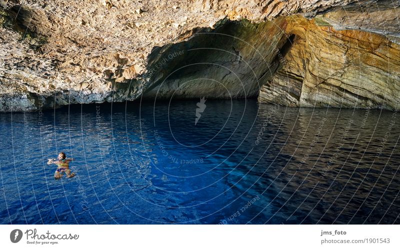 The swimmer in the grotto Joy Vacation & Travel Tourism Trip Adventure Summer Summer vacation Beach Ocean Waves Aquatics Swimming & Bathing Human being Feminine