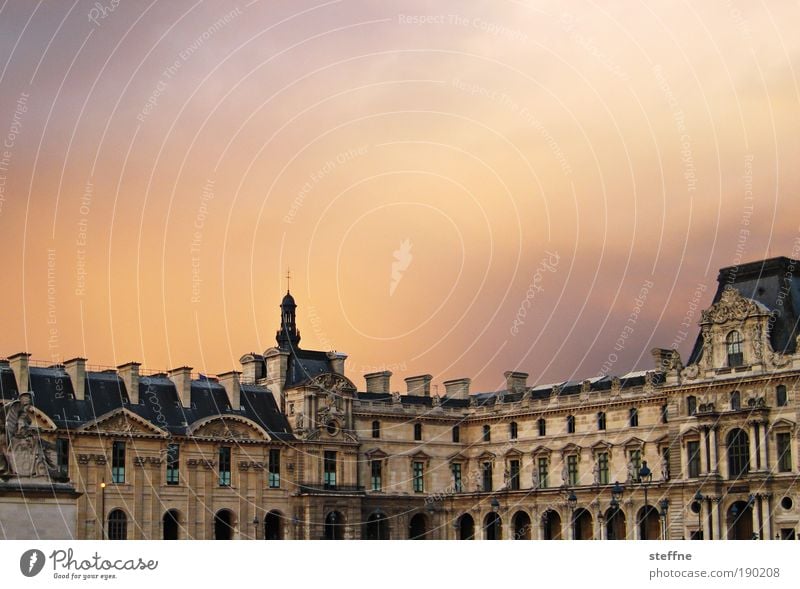 kitsch Sky Beautiful weather Paris France Capital city Old town Castle Museum Tourist Attraction Louvre Kitsch Cliche Colour photo Exterior shot Evening