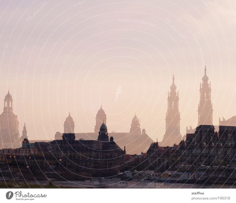 double d River bank Elbe Dresden Church Tourist Attraction Landmark Frauenkirche Hofkirche Dresden Hofkirche Romance Beautiful Double exposure Colour photo