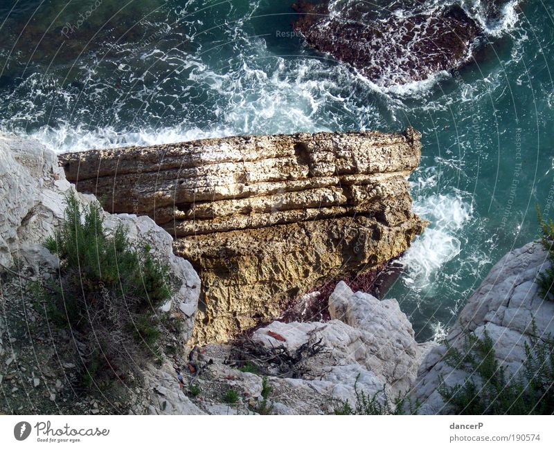 Rock in the surf Vacation & Travel Summer Ocean Island Waves Sailing Dive Nature Elements Earth Water Drops of water Weather Wind Gale Mountain Coast Lakeside