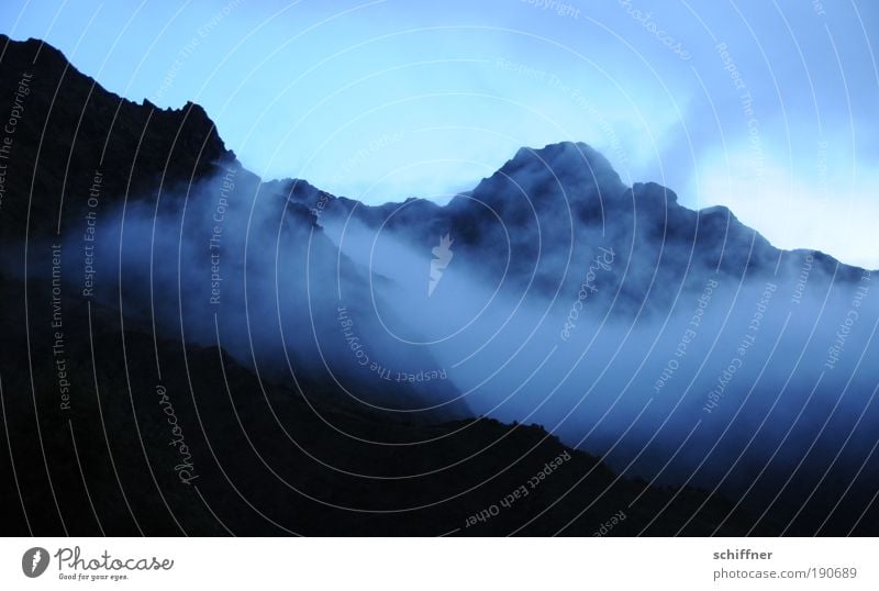 Chaquiqocha Landscape Climate Bad weather Fog Rain Mountain Peak Volcano Threat Gigantic Tall Wet Sadness Longing Loneliness Andes Inca Peru Force of nature