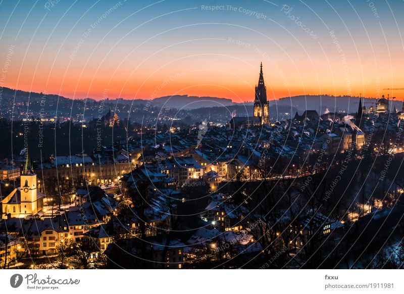 Bern old town at night Berne Switzerland Night Long exposure Building Downtown Town National budget Swiss parliament Münster Capital city Old town Architecture