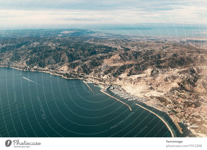 Plage de l'Estaque Environment Nature Landscape Beautiful weather Flying Mountain Hill Harbour Marseille Mediterranean sea Côte Bleue France Port City