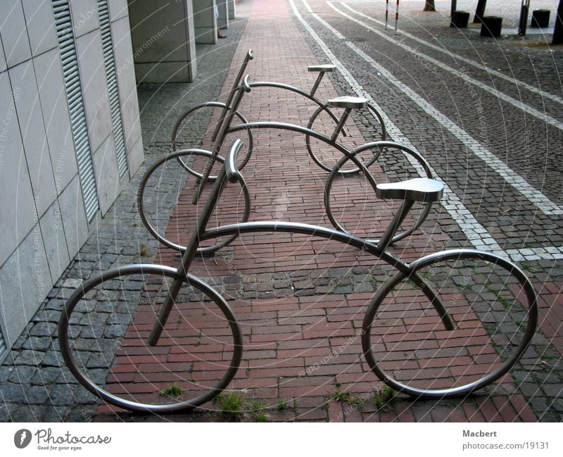 parked Pedestrian precinct Wall (barrier) House (Residential Structure) Stripe Auburn White Things Bicycles stylized Metal Paving stone