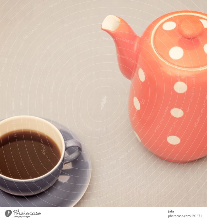 Time for a coffee. Beverage Hot drink Coffee Crockery Cup Coffee pot Break Red Blue Gray Point Jug Colour photo Subdued colour Interior shot Neutral Background