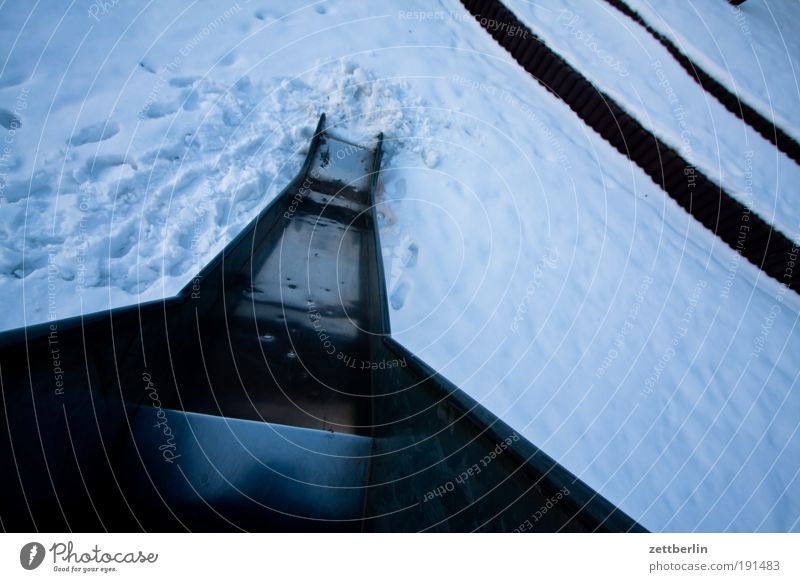 playground Slide Playground Kindergarten Playing Skid Snow Winter Tracks Twilight Cold Evening