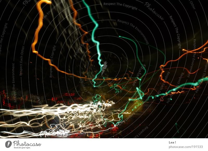 traffic quays Means of transport Road traffic Motoring Crossroads Speed Stress Life Time Light Visual spectacle Colour photo Exterior shot Night