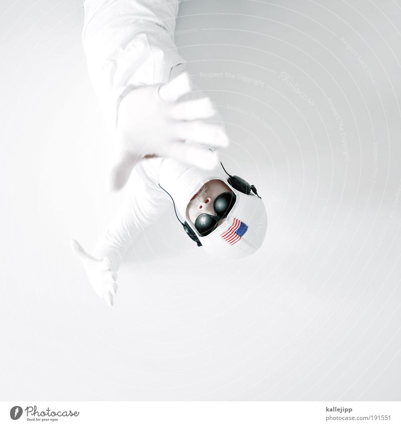 major tom Profession Human being Man Adults Face Hand Fingers 1 Pilot Accessory Sunglasses Cap Helmet White Logistics Know Target Future Americas Flag Astronaut