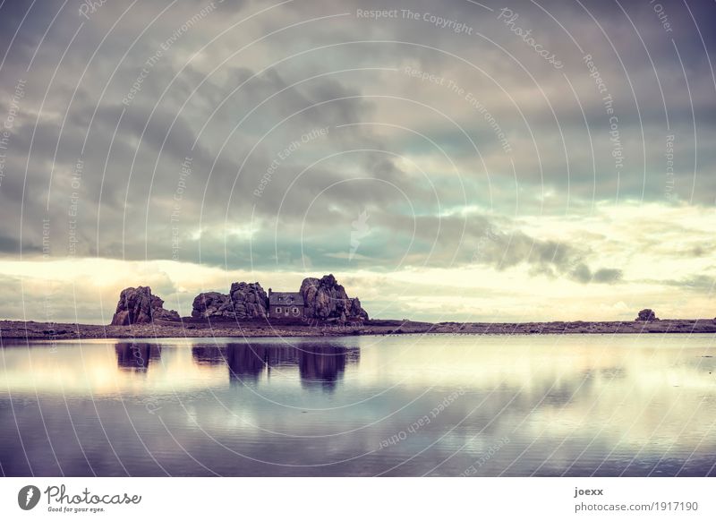 La Maison du Gouffre, house built between rocks, reflected in the water House (Residential Structure) Idyll Rock Nostalgia Uniqueness Reflection Calm Clouds