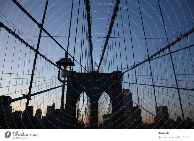 New York Bridge Populated Manmade structures Tourist Attraction New York City Colour photo Day Worm's-eye view Downward Town